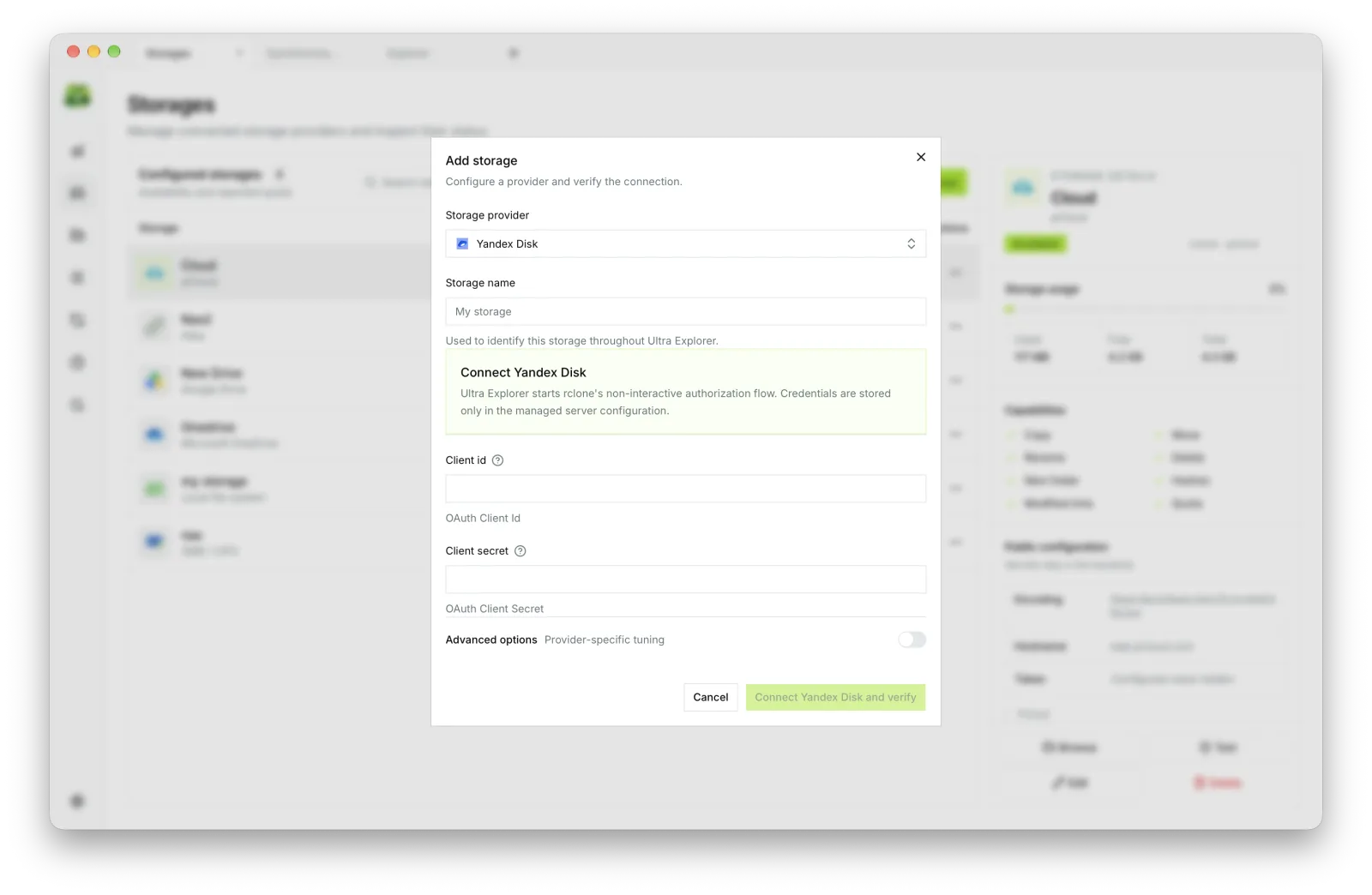 Capture Yandex Disk — Ultra Explorer