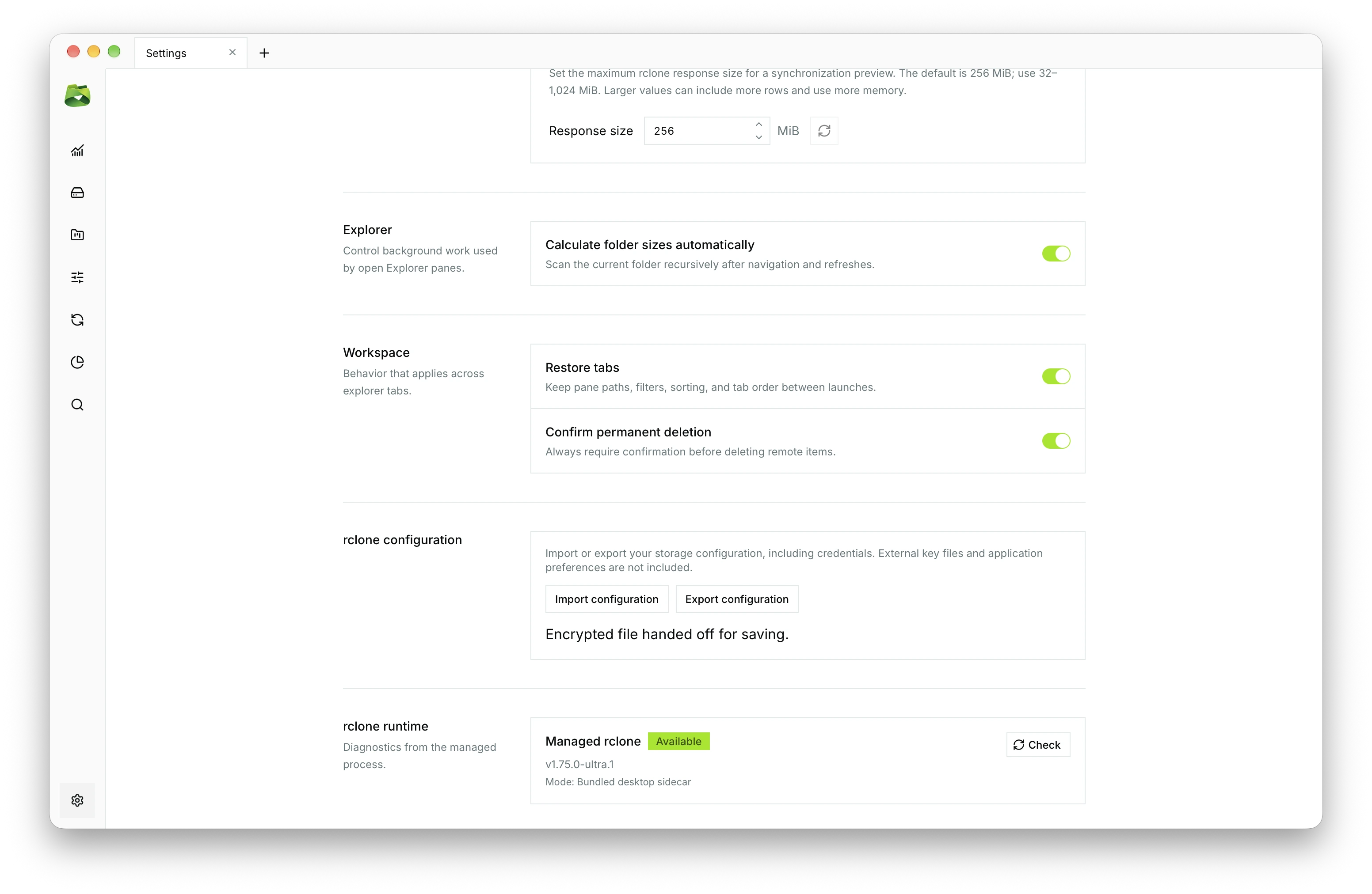 Import and Export rclone Configurations