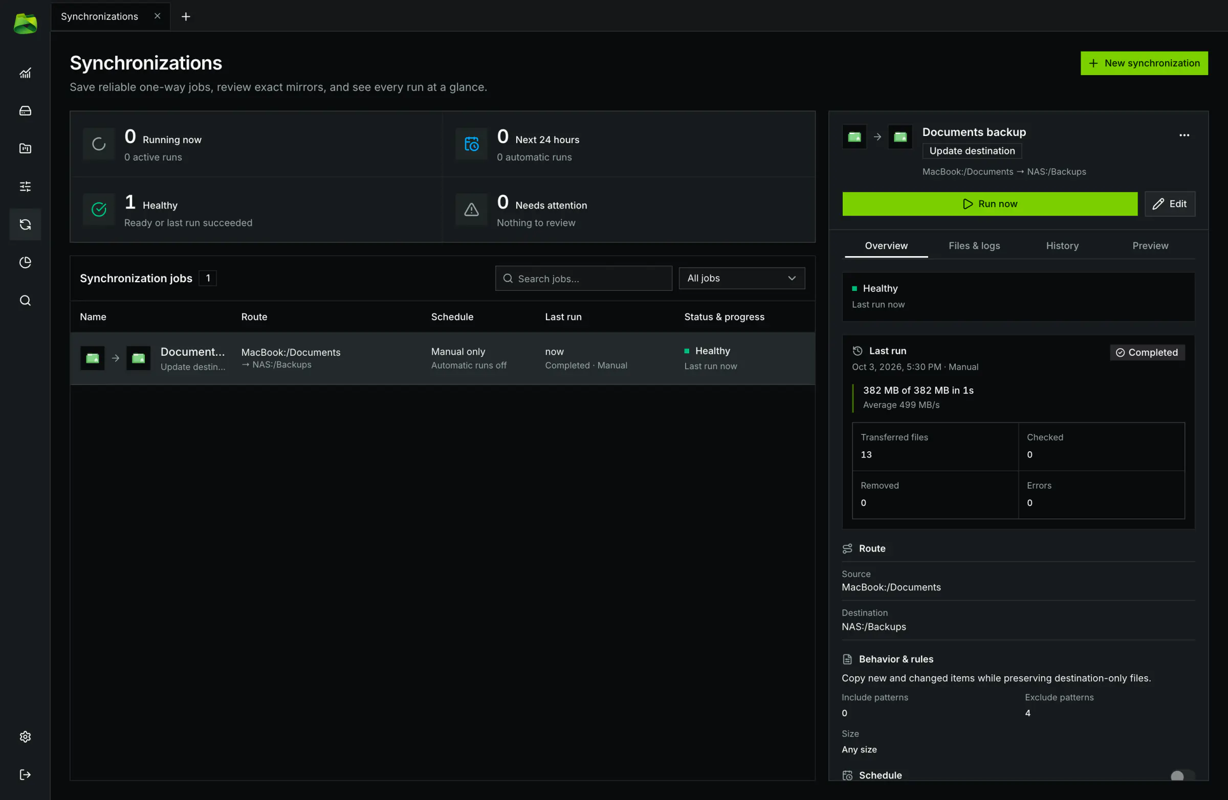 Monitor transfers in real time with live activity logs and receive a complete audited summary upon completion.